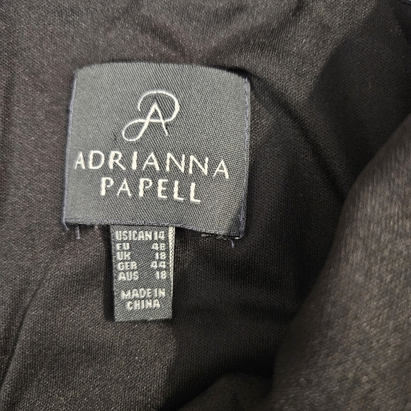 Adrianna Papell Flutter Chiffon Tiered Black One Shoulder Cocktail Dress - Picture 8 of 10